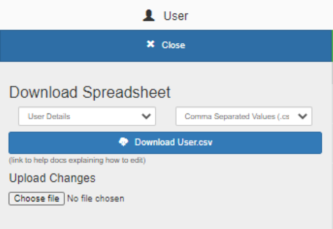 Download User.csv button